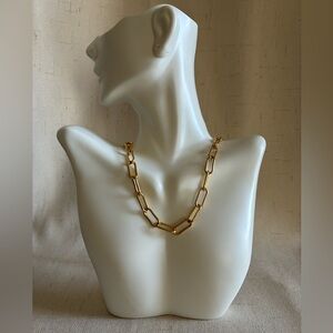 18k Gold Plated Paperclip Chain Necklace Adjustable 16–18” Link Choker
